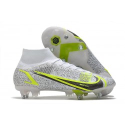 Nike Mercurial Superfly 8 Elite SG-PRO Bianco Nero Metallic Argento Volt