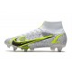 Nike Mercurial Superfly 8 Elite SG-PRO Bianco Nero Metallic Argento Volt