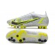 Nike Mercurial Vapor 14 Elite AG Bianco Nero Metallic Argento Volt