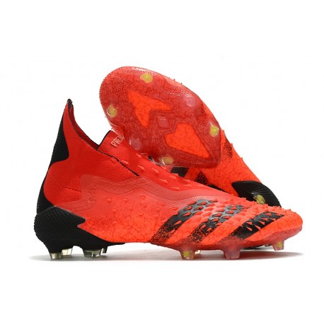adidas Predator Freak+ FG Scarpa Calcio Rosso Nero Core Rosso Solare