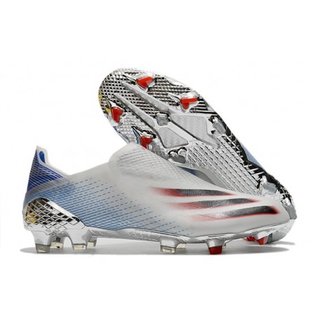 adidas Scarpe X Ghosted + FG Argento Metallico Nero Core Scarlatto