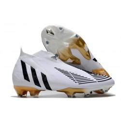 adidas Predator Edge + FG Scarpa Nuovo Bianco Nero Oro