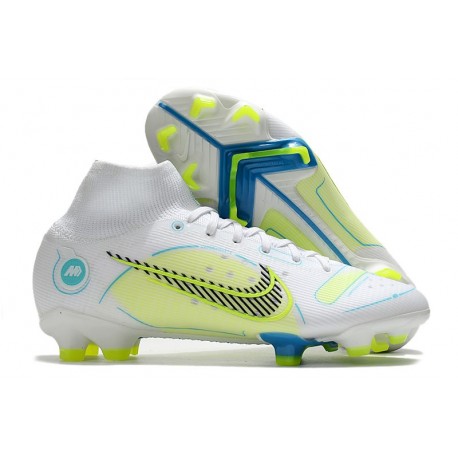 Nike Mercurial Superfly 8 Elite FG Uomo Bianco Blu Giallo