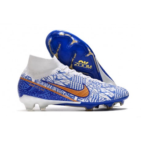 Nike Zoom Mercurial Superfly 9 Elite Fg Bianco Blu Oro