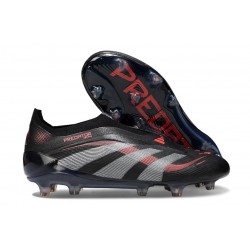 adidas Predator Elite Laceless FG Nero Grigio 4 Rosso Lucido