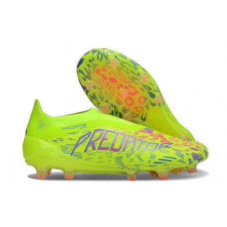 adidas Predator Elite Laceless FG Limone Lucido Rosa Lucido Blu Fusion