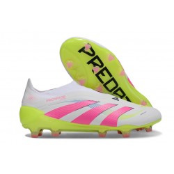 adidas Predator Elite Laceless FG Bianco Rosa Lucido Limone Lucido