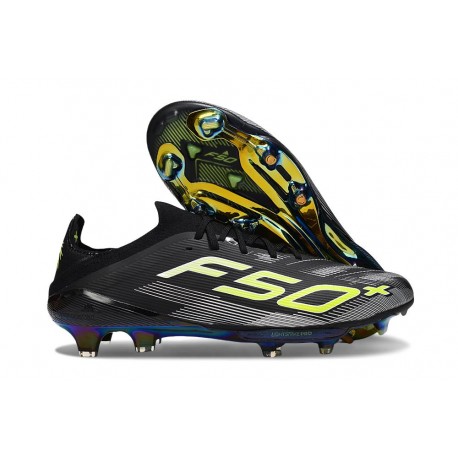 adidas Scarpa da Calcio F50 + FG Nero Core Ferro Metallizzato Limone Lucido