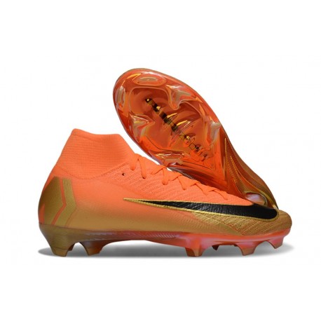 Scarpa Nuovo Nike Mercurial Superfly 10 Elite FG Arancio Oro Nero