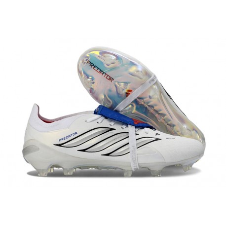 Adidas Predator Elite Foldover Tongue FG Bianco Argento Bleu