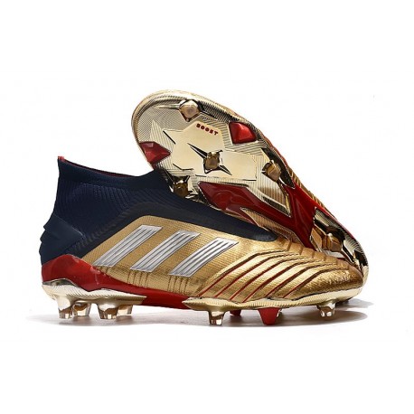 Nuovo Scarpa adidas Predator 19+ FG - Oro Rosso Argento