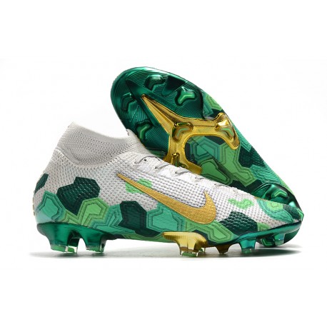 Mbappe Scarpe da Calcio Nike Mercurial Superfly 7 Elite FG -Grigio Oro Verde